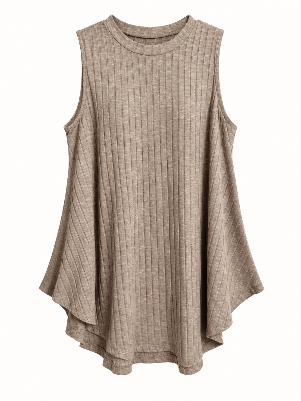 Lane Bryant Taupe Ribbed Sleeveless Swing Tunic | 14/16